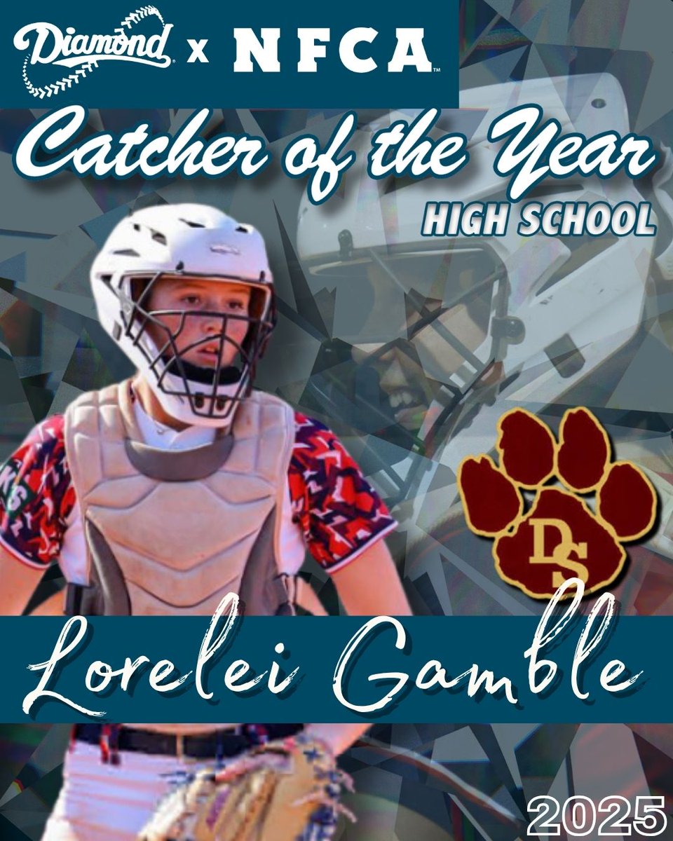 NFCAorg's tweet image. 🚨 AWARDS ALERT: Congratulations to the 2024-25
@DiamondSportsCo / NFCA High School Catcher of the Year, @DSHSsball's @loreleigamble20! 🥎
🔗bit.ly/3IwoAYl