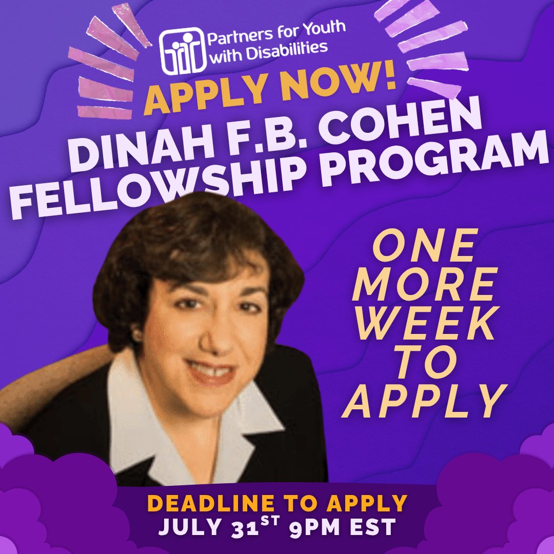 ONE MORE WEEK to apply for our Fall cohort of the Dinah F.B. Cohen Fellowship Program! 🎓

ℹ️ Learn more &amp; apply by July 31st: bit.ly/pyd-2025fellow…