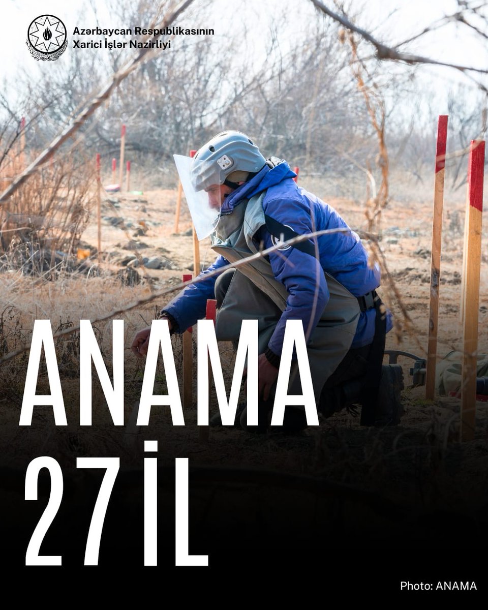 Azərbaycanda humanitar minatəmizləmə sahəsində misilsiz xidmətlər göstərən ANAMA-nın yaradılmasından 27 il ötür.

Keçmiş münaqişənin ağır mirasının aradan qaldırılması, azad edilmiş torpaqlarda həyatın bərpası və insanların təhlükəsizliyi naminə yorulmadan çalışan Agentliyin