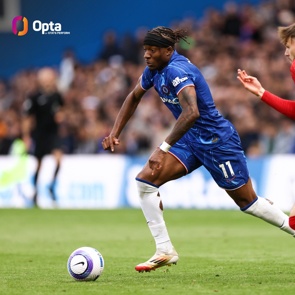 OptaJohan's tweet image. 5.6 - Among all players with 3500+ minutes in the @premierleague since the start of 2023, only @SpursOfficial signing Mohammed Kudus recorded more dribbles (7.3) and completed dribbles (3.8) per 90 minutes than @Arsenal signing Noni Madueke (5.6 & 2.8). Rivalry?