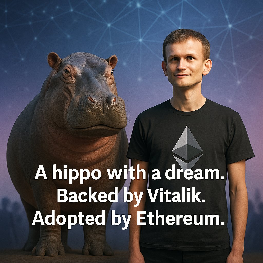 shamphaang's tweet photo. A hippo with a dream.
Backed by Vitalik.
Adopted by Ethereum.
This is not just Web3.
This is MOODENGETH 🦛🚀
#MoodengETH #EthereumIsKey #VitalikKnows #Web3Spirit #CryptoWithHeart #ETH2025 #DecentralizedFuture https://t.co/5YegGxfUHA