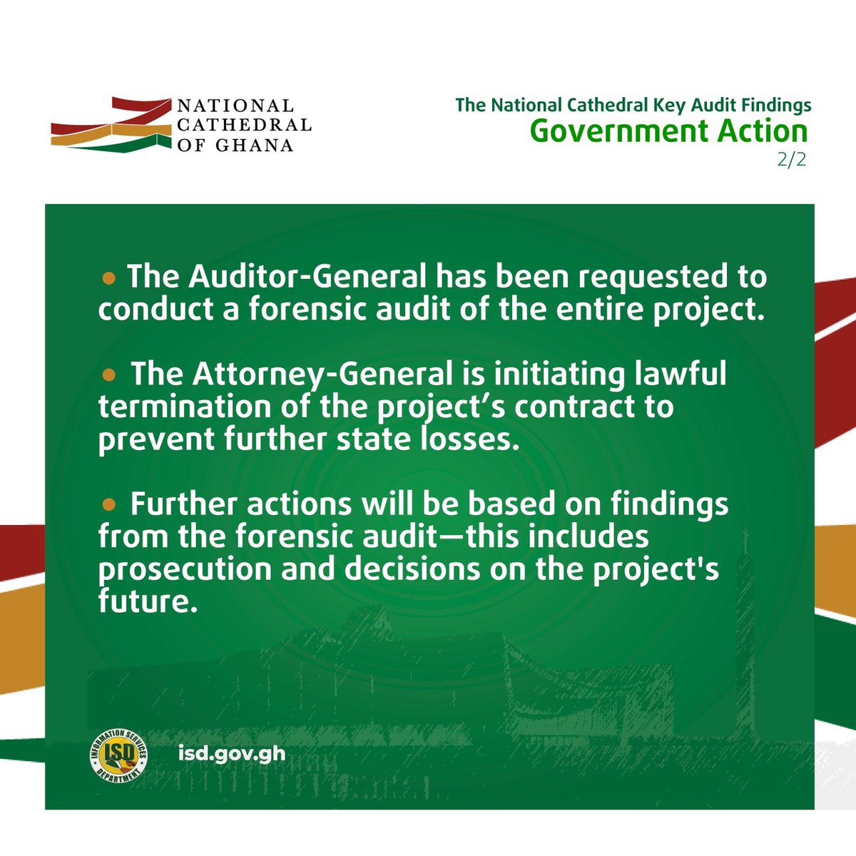 Government outlines decisive measures on the National Cathedral project to ensure accountability, transparency, and protection of public resources.