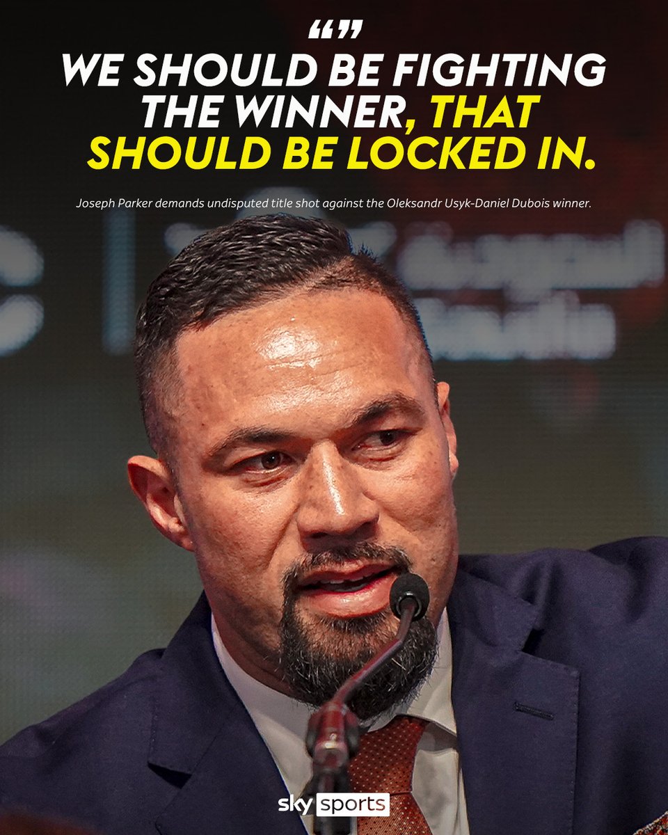 SkySportsBoxing's tweet image. Joseph Parker insists that the winner of Oleksandr Usyk versus Daniel Dubois should fight him next for the undisputed heavyweight world championship ‼️👑
Does Parker deserve a shot at becoming undisputed next? 👇