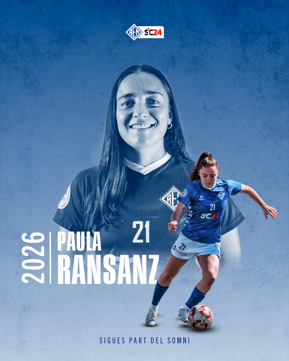 🤝🏼𝗥𝗘𝗡𝗢𝗩𝗔𝗖𝗜𝗢́🤝🏼

Paula Ransanz (<a href="/paaularansanzz/">Paula Ransanz</a>) seguirà al mig del camp de l’equip una temporada més.

Amb qualitat i visió de joc, la migcampista afrontarà el seu segon any defensant els nostres colors.

💙AEM ets tu, AEM soc jo!

#AEMetstuAEMsocjo #partdelsomni