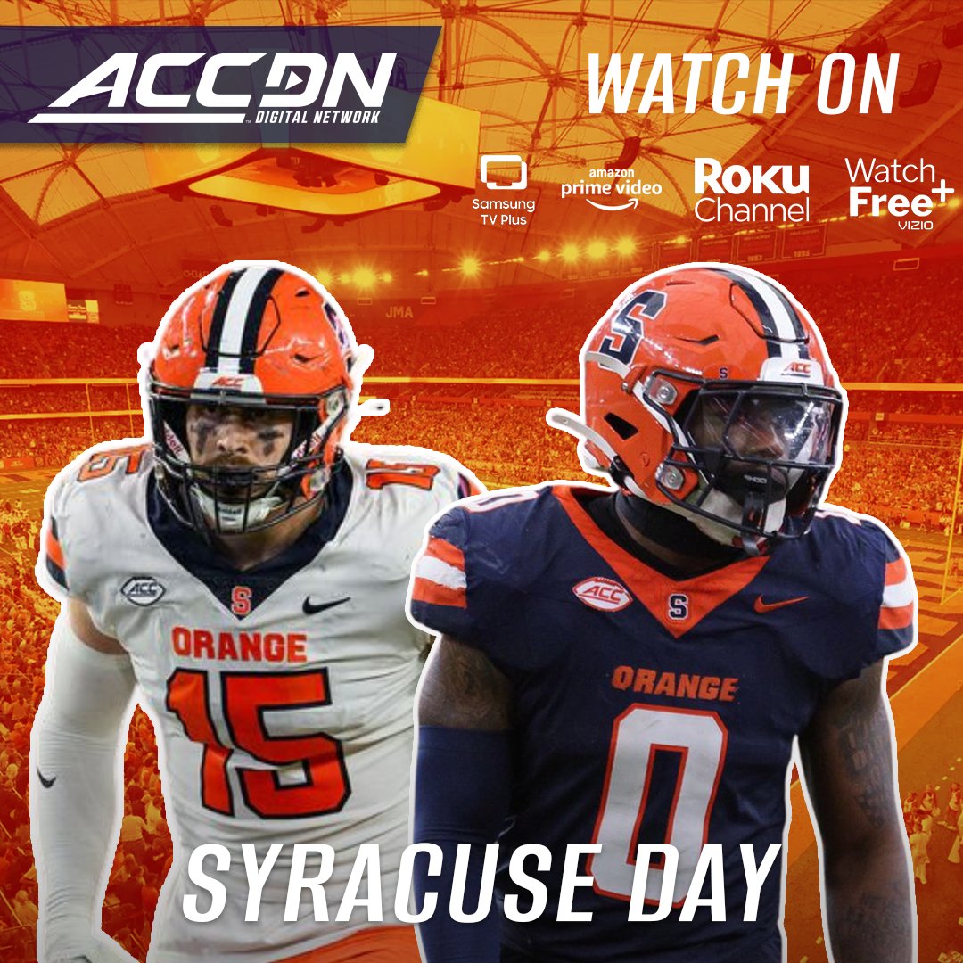It's Syracuse Day on the ACCDN 🍊

 Rewind the 2024 football season on Samsung TV+, The Roku Channel, Amazon Prime &amp; Vizio