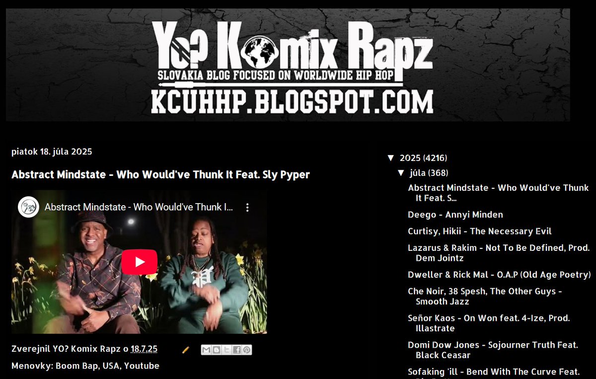 New Video
Abstract Mindstate - Who Would've Thunk It Feat. Sly Pyper
kcuhhp.blogspot.com/2025/07/abstra…