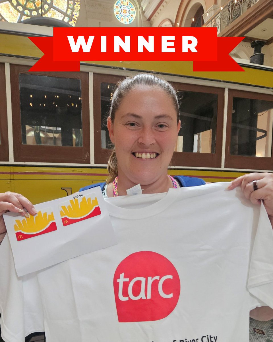 🎉 BIG shoutout to Becca L—our latest #TransitChallenge winner! She scored a $50 gift card, a TARC t-shirt &amp; more just for riding the bus! 🚌💥

You could be next—log your TARC rides by July 31 to win weekly prizes!

🔗 mailchi.mp/ridetarc/summe… #RideTARC