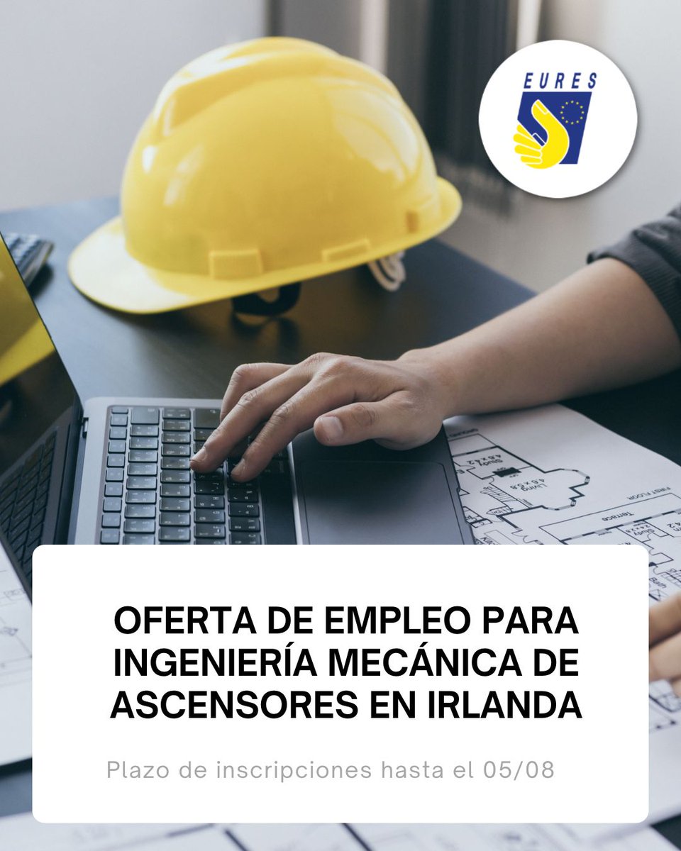 SAEmpleo's tweet image. Desde @EURESJob se está difundiendo una oferta de empleo para ingeniería mecánica de ascensores en Irlanda
- Contrato indefinido con incorporación inmediata.
- Semana de 5 días de 39 horas.
- Salario: 60.000 a 65.000€
- Hasta 05/08
Más info 🔗f.mtr.cool/vbnevpmrnp