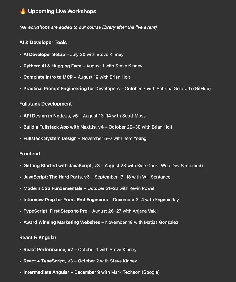 MasterDotDev's tweet photo. Workshop schedule the rest of 2025! 
🔗 https://t.co/jqAj13lNWf https://t.co/k6boKjjiYY