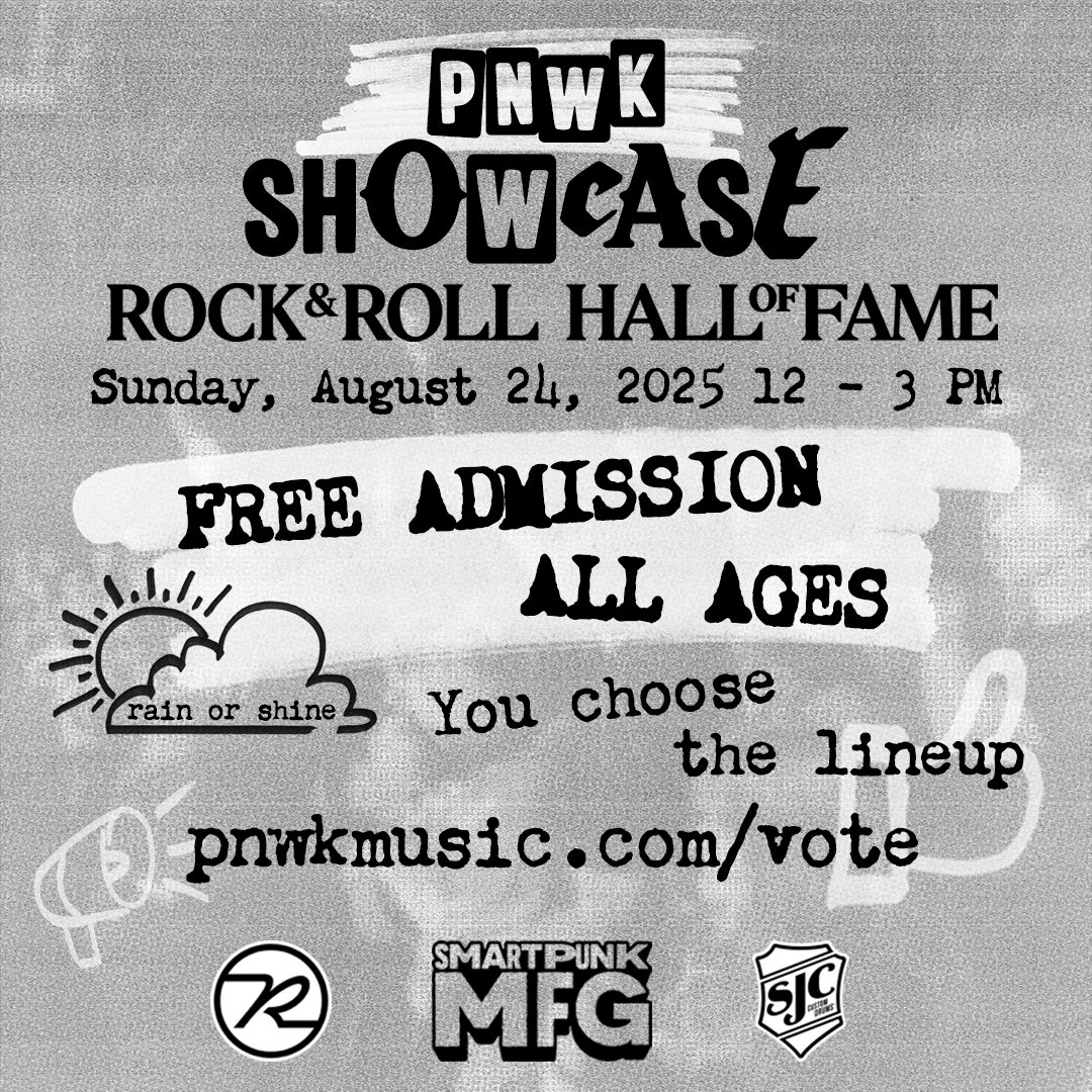 PNWKrecords's tweet image. **THREE WEEKS LEFT TO VOTE**
pnwkmusic.com/vote
Every PNWK Artist is coming to the Rock & Roll Hall of Fame on August 24th for a free concert series!
All Ages • 100% FREE • Exclusive Giveaways
@smartpunk @SJCdrums @ReverendGuitars