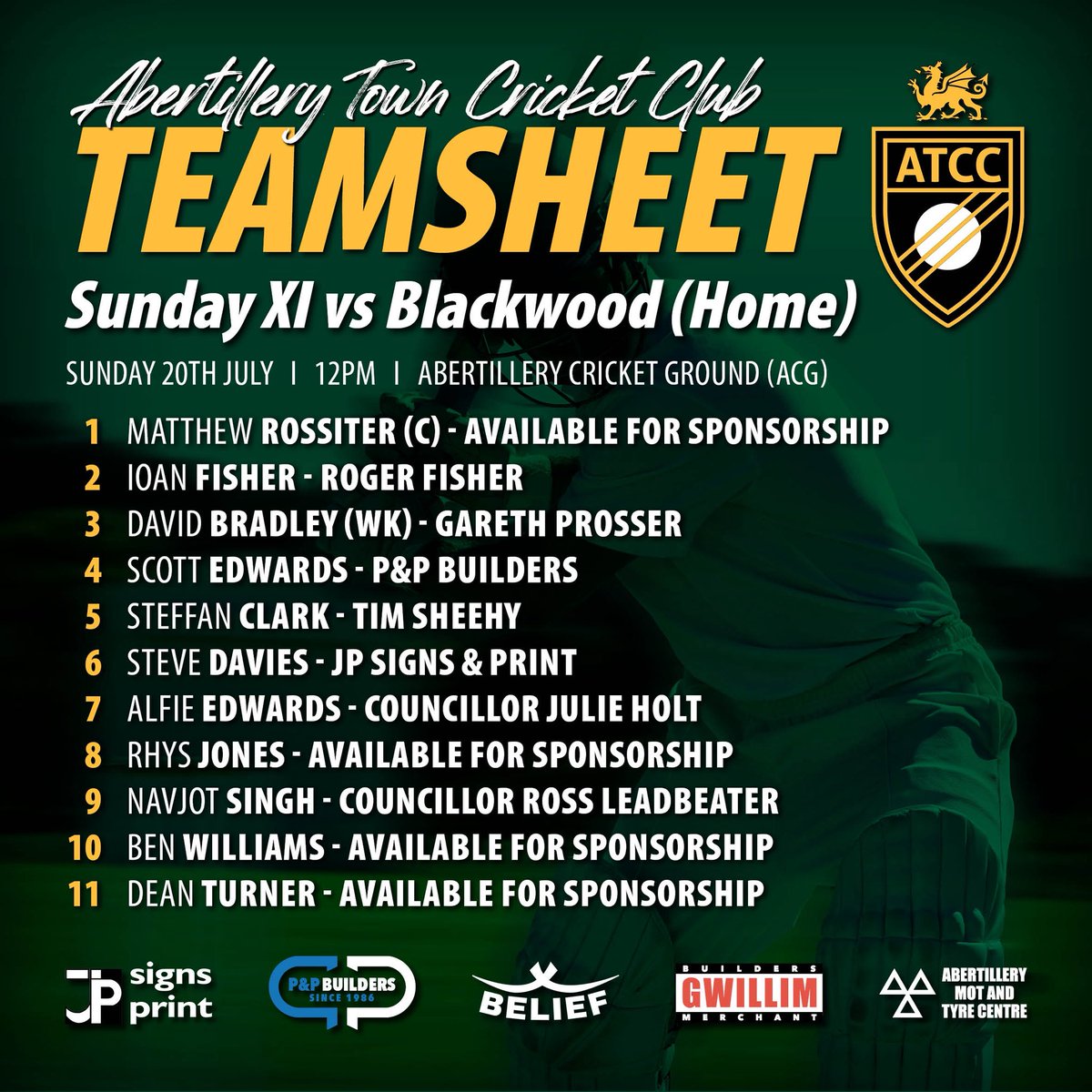 Abertillery Town Cricket Club (@abertillerytcc) on Twitter photo A full weekend of cricket to look forward to! Good luck to both of our senior teams against <a href="/wh_cc/">Whitchurch Heath CC π</a> and <a href="/BlackwoodCC/">Blackwood Town CC π</a>
#ATCC #ACG #SEWCL #ThePark A full weekend of cricket to look forward to! Good luck to both of our senior teams against <a href="/wh_cc/">Whitchurch Heath CC π</a> and <a href="/BlackwoodCC/">Blackwood Town CC π</a>
#ATCC #ACG #SEWCL #ThePark