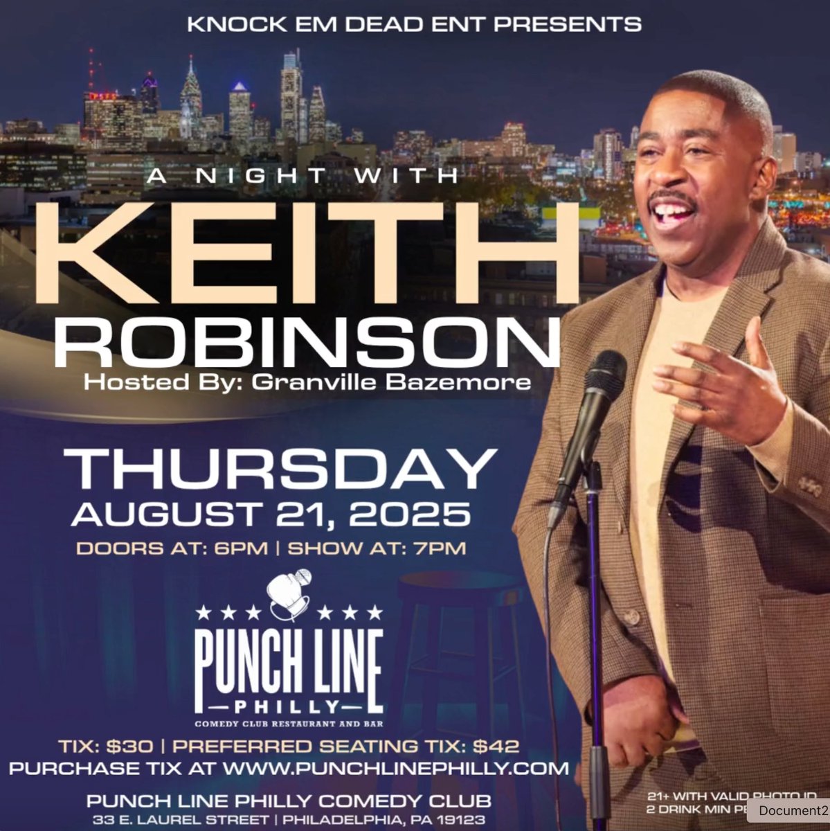 1keithrobinson's tweet photo. @@punchlinephilly August 21st 7pm come thru!! https://t.co/n0XXZ0Fymk