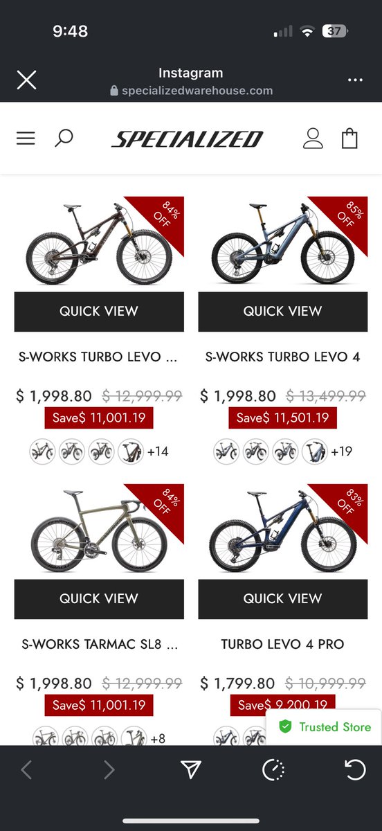 boulderbrett's tweet image. Instagram is running some interesting ads for fraudulent companies these days. Nobody is selling the new @iamspecialized Levo 4 at 85% off 😂