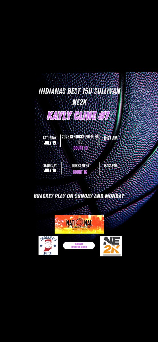 Kayly Cline (@kaylycline) on Twitter photo Schedule for this weekend at the National Championship!
<a href="/mikemillsnc/">Mike Mills WBB College Recruiting</a>
<a href="/M14hoopsindy/">M14Hoops Indy</a>
<a href="/INBestBBall/">Indiana's Best BBall</a> Schedule for this weekend at the National Championship!
<a href="/mikemillsnc/">Mike Mills WBB College Recruiting</a>
<a href="/M14hoopsindy/">M14Hoops Indy</a>
<a href="/INBestBBall/">Indiana's Best BBall</a>