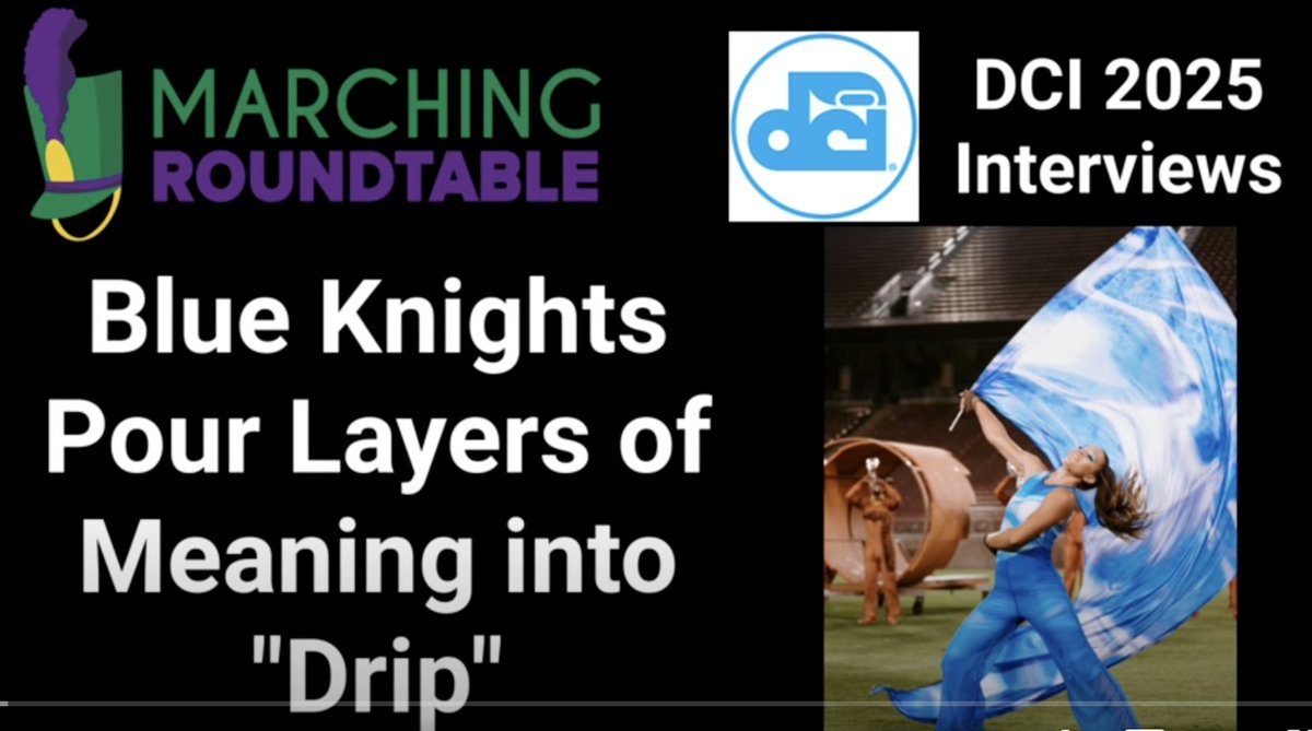 Blue Knight designers, Jessica Glasgow and Noe Gomez sit down at the Marching Roundtable to discuss the Blue Knights Pouring Layers of Meaning into “DRiP” and how the corps is back and ready to play hard. 

Listen to the whole podcast here👂 youtube.com/watch?v=TcoAAq…