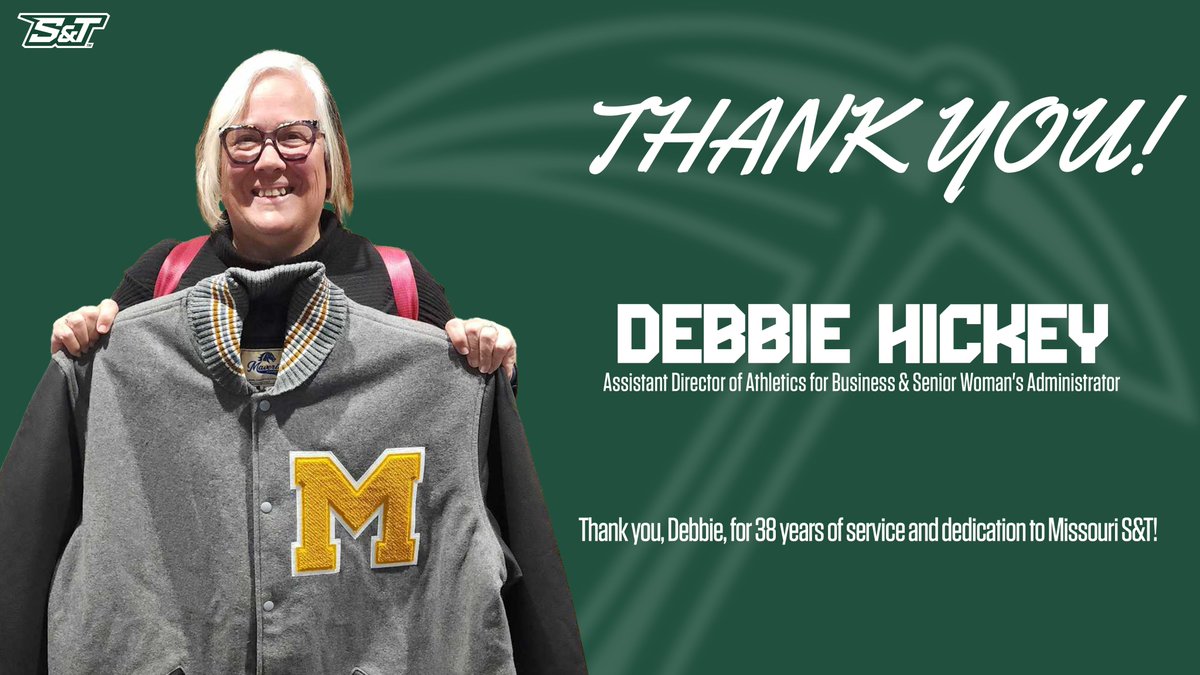 Congratulations to Debbie Hickey, Assistant Director of Athletics for Business &amp; Senior Woman's Administrator, on her retirement today after 38 years with Missouri S&amp;T!

Thank you, Debbie, for nearly four decades of service and dedication to S&amp;T!

#minerpride #minerforlife