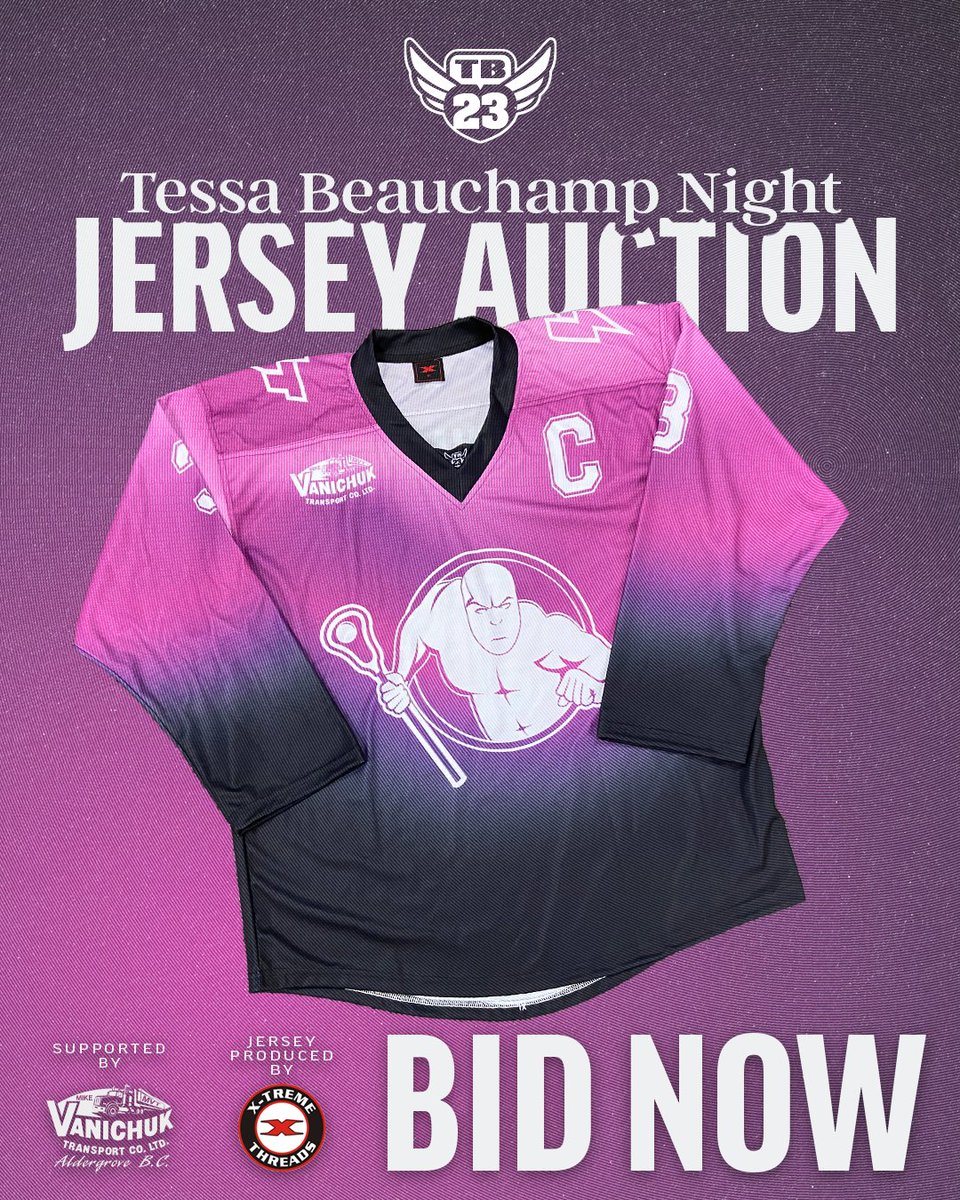 Tonight's for Tessa ⚡️

📍Langley Events Centre
⏰ 7:30pm
📺 WLALacrosse.com/WLATV

Bid on the jersey's off the players backs tonight with all proceeds going to the Tessa Beauchamp Foundation 💜