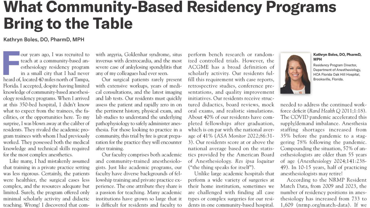 ASAMonitor's tweet image. “University medical centers are expanding as quickly as possible, but they simply cannot keep pace with the unrelenting demand,” writes Dr. Kathryn Boles.
Learn about community-based residencies and why there is a need for more programs.
ow.ly/aP7a50WjmjV
@HCAFLHealthcare