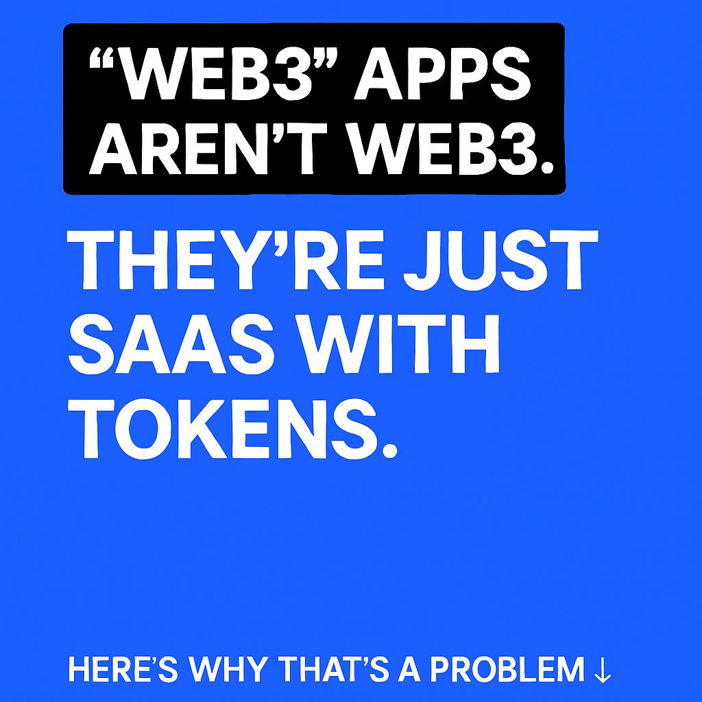 🧵 Most ‘web3’ apps aren’t web3. They’re just SaaS with tokens. Here’s why that’s a problem, and what to build instead.