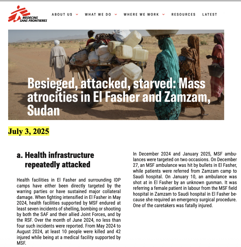 sudanreeves's tweet image. Both the #RSF and #SAF are responsible for shattering #Sudan’s health system. But it is clear from numerous reports (esp. #MSF of July 3) and news dispatches that the RSF bears by far the greater responsibility. #UAE support for the RSF ensures that the destruction of the health…