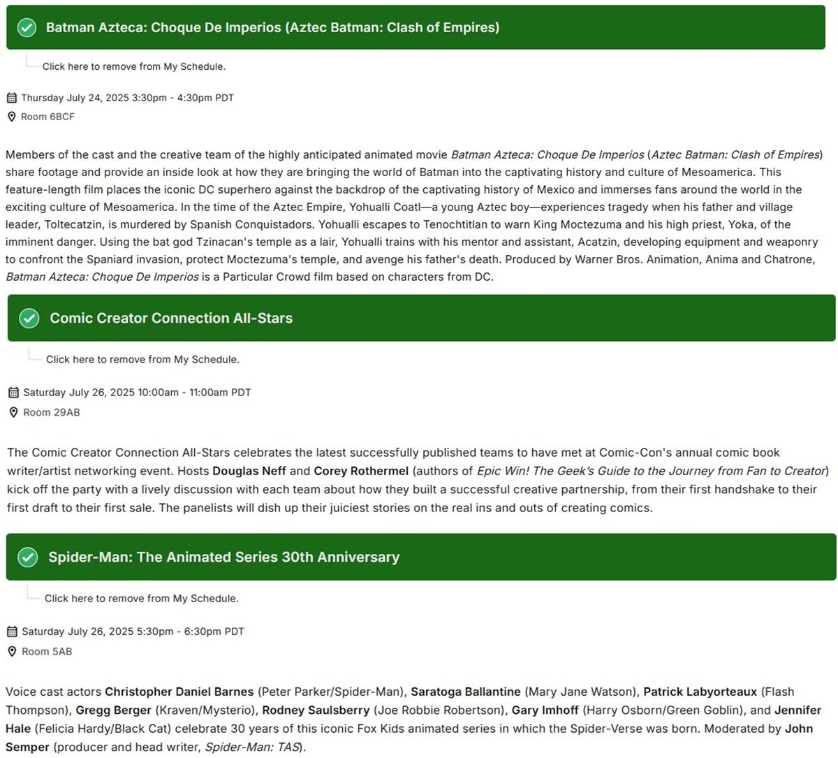 ErnieAltbacker's tweet image. My panel list for #SDCC this year. Ernie "Late Add" Altbacker strikes again. If you're there, come say Hi!