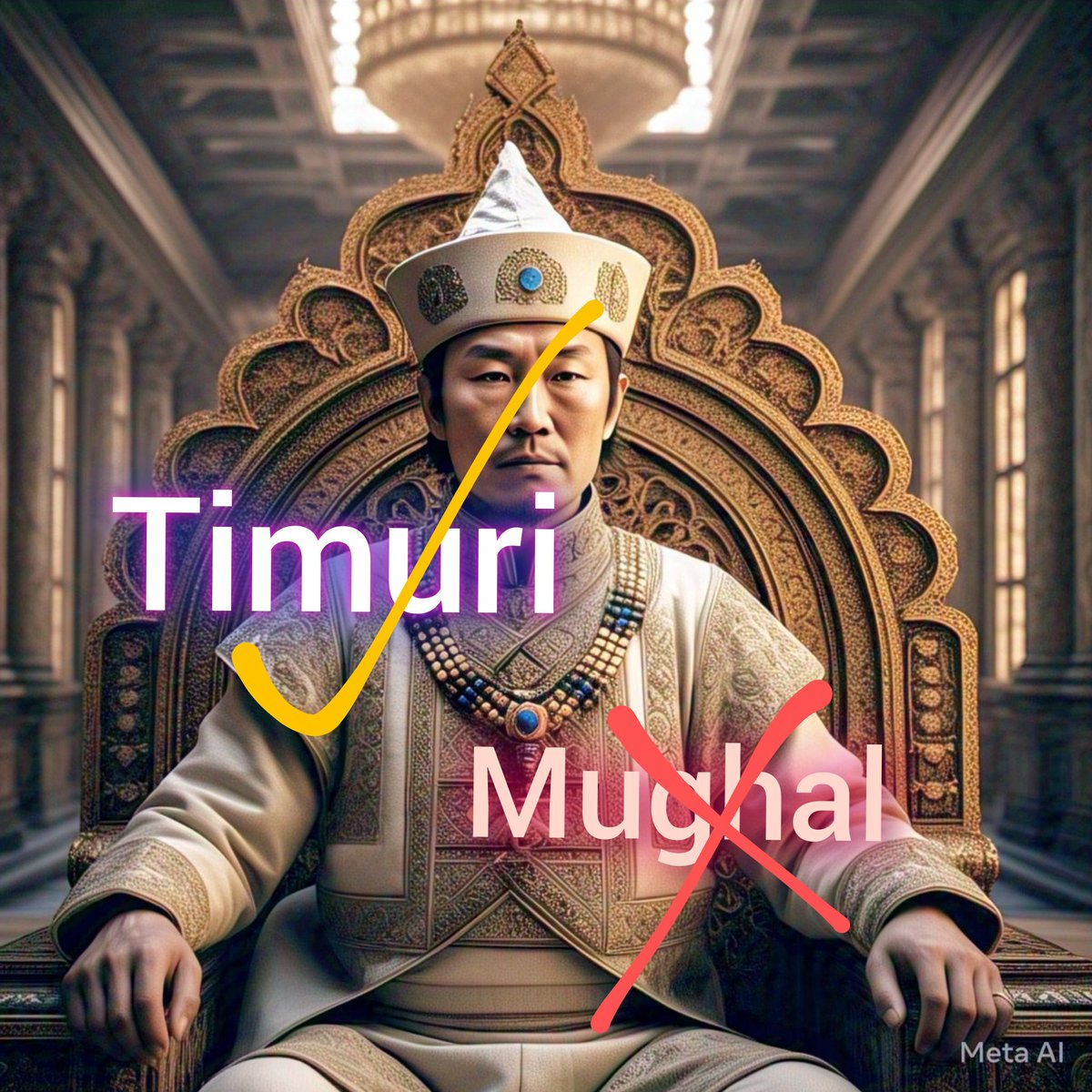 mekarora's tweet image. Mughal / Mughals translates to Mongol / Mongols in Persian.
Interestingly, Babur, who established the empire, didn't like to be called Mughal/ Mughals. He chose instead to identify as a Timuri Turk & called his dynasty Timuri, avoiding the Mughal label.