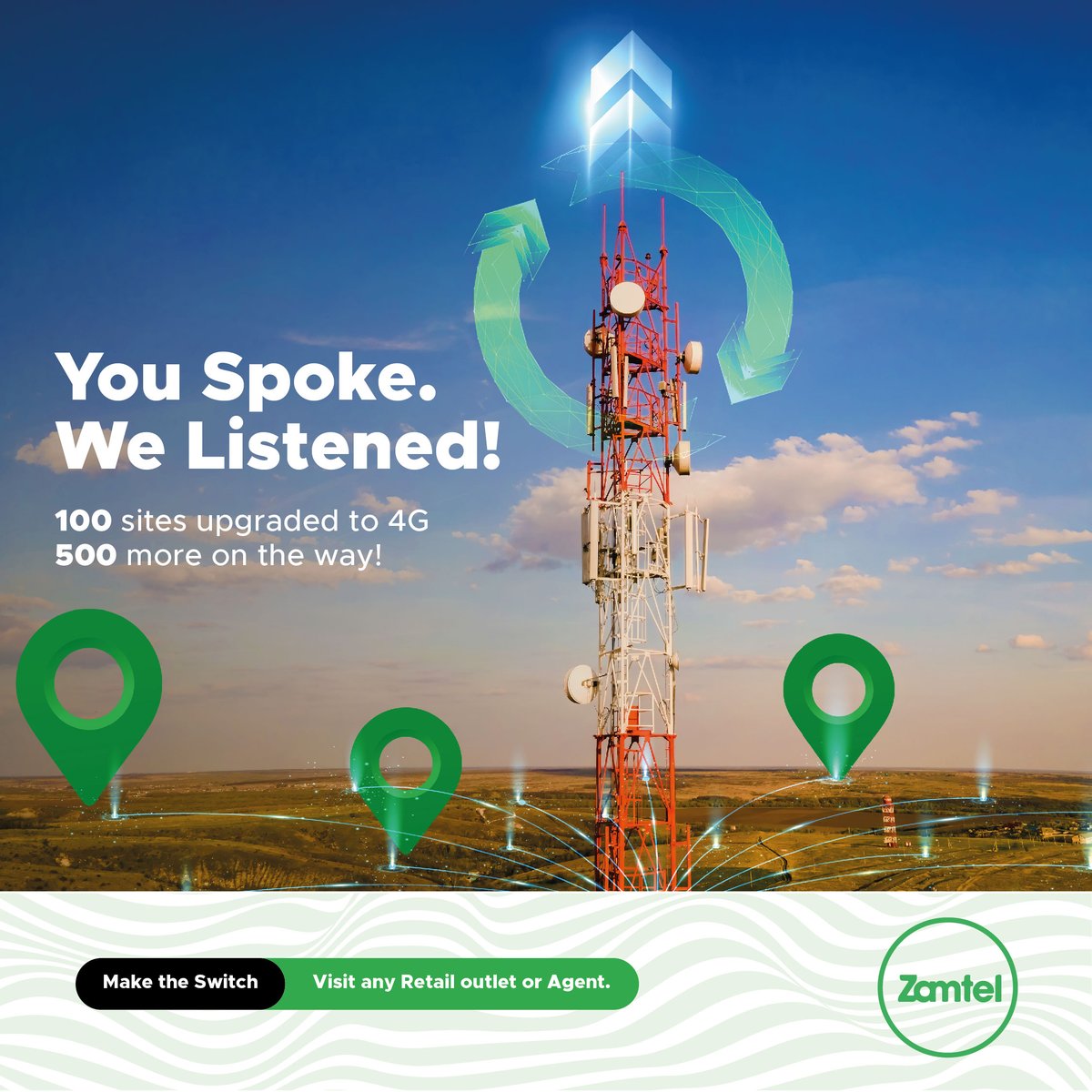 ZamtelComeHome's tweet photo. π£ Zamtel just leveled up!
π― 100 sites UPGRADED to 4G across Zambia! And 500 more loading !
That means faster streams, smoother games with most affordable bundles in Zambia !
And guess what?
Get 10GB for just K10 on weekends plus HOT deals every day like #MegaTuesday & Green Thursday !
More data, less stress. Letβs gooo π
Zamtel. Deals for data. Voice you trust.
Make the Switch > visit any Zamtel retail outlet or Agent
#ZamtelUpgrade #ZamtelYouth #BigDataSmallPrice #LevelUpWithZamtel #ZambiaOnline