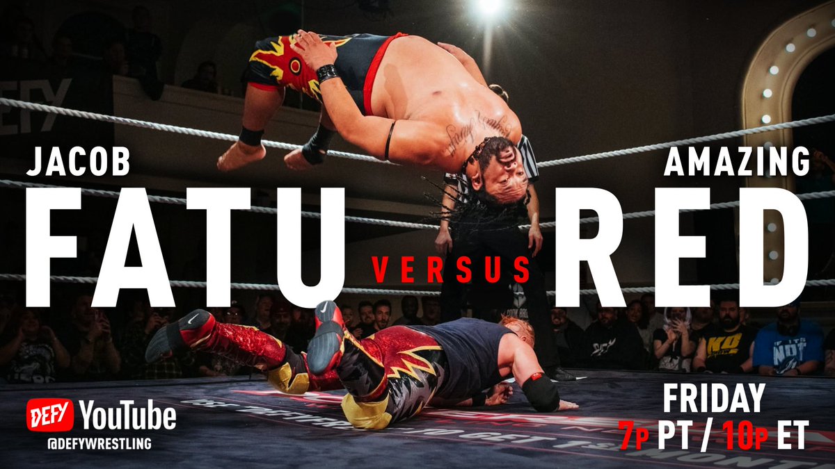 defyNW's tweet image. ⚠️ Free Match Alert ⚠️
❌️JACOB FATU vs. AMAZING RED❌️
TONIGHT at 7PM pst & 10PM est
youtube.com/@DEFYWrestling