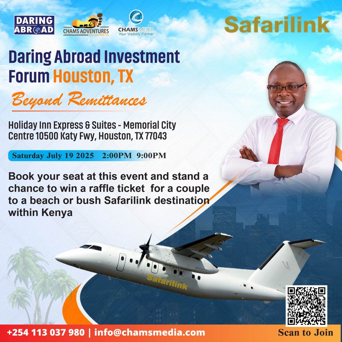 King David (@king__davie) on Twitter photo Here is a raffle ticket to a beach or bush Safarilink destination for a couple to be grabbed at the Daring Abroad Investment Forum in Houston TX tomorrow. Register here: chamsmedia.com/daring-abroad-…
<a href="/AlexChamwada/">AlexChamwada OGW, MBS</a> <a href="/MTsimangi/">Michael Tsimangi</a>
#DaringAbroadForums #BeyondRemittances Here is a raffle ticket to a beach or bush Safarilink destination for a couple to be grabbed at the Daring Abroad Investment Forum in Houston TX tomorrow. Register here: chamsmedia.com/daring-abroad-…
<a href="/AlexChamwada/">AlexChamwada OGW, MBS</a> <a href="/MTsimangi/">Michael Tsimangi</a>
#DaringAbroadForums #BeyondRemittances