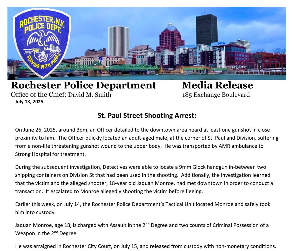 RochesterNYPD's tweet image. Great work from our Officers, Detectives, and Tactical Unit on the arrest of a shooting suspect.