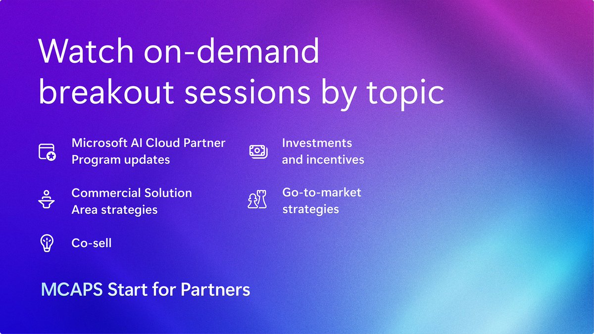 msPartner's tweet image. 🔁 Rewind. Refresh. Repeat.
📽️ Catch the keynote and every session from MCAPS Start for Partners —now available on demand: msft.it/6010SAq5o