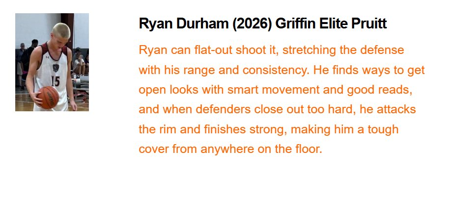 Griffin Elite - Pruitt (@griffineliteob) on Twitter photo <a href="/NE2KHoops/">NE2KHoops</a> sat in on a few of our games at <a href="/Elite40boys/">Elite 40 League (Boys)</a> Ballin’s Under 1 Roof.
Appreciate the write ups on Tate, Solly, and Ryan. All guys with ambitions to play at the next level. 🏀📈
<a href="/AbneyTate/">Tate Abney</a>
<a href="/sollysmith11/">Solomon Smith</a>
<a href="/ryan_durham15/">Ryan Durham</a> <a href="/NE2KHoops/">NE2KHoops</a> sat in on a few of our games at <a href="/Elite40boys/">Elite 40 League (Boys)</a> Ballin’s Under 1 Roof.
Appreciate the write ups on Tate, Solly, and Ryan. All guys with ambitions to play at the next level. 🏀📈
<a href="/AbneyTate/">Tate Abney</a>
<a href="/sollysmith11/">Solomon Smith</a>
<a href="/ryan_durham15/">Ryan Durham</a>