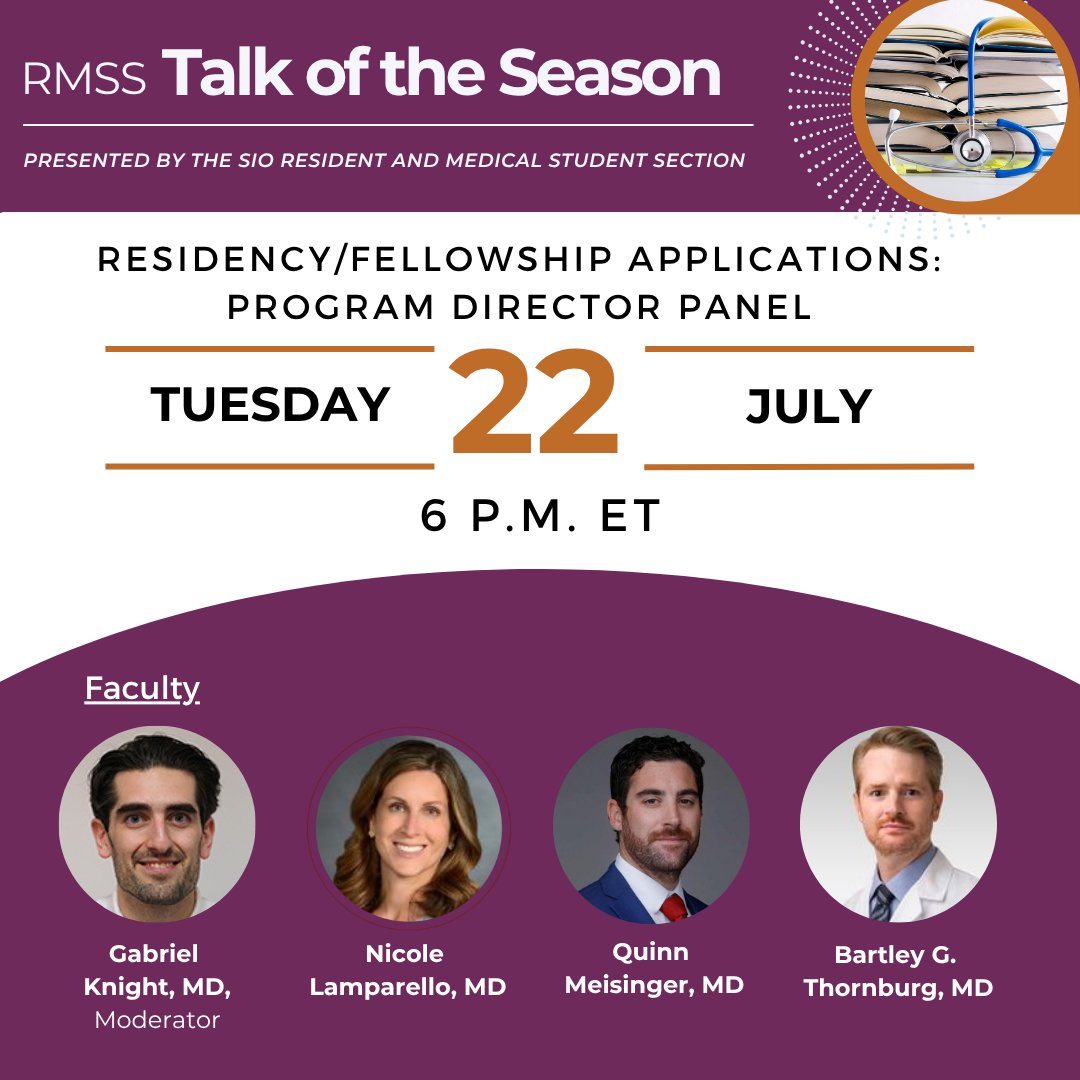 SIO (@sio_central) on Twitter photo 🎓 Applying to IR/DR?
Join SIO RMSS on Tues, 22 July at 6 p.m. ET for a residency prep panel featuring top faculty:
<a href="/gabrielknight0/">Gabriel Knight</a>, MD, <a href="/NLamparello/">Nicole Lamparello, MD</a>, MD, <a href="/Quinn_Meisinger/">Quinn Meisinger MD</a>, MD, and Bartley Thornburg, MD
✅ ERAS tips
✅ Live Q&A
Register now:
bit.ly/40wbKzj 🎓 Applying to IR/DR?
Join SIO RMSS on Tues, 22 July at 6 p.m. ET for a residency prep panel featuring top faculty:
<a href="/gabrielknight0/">Gabriel Knight</a>, MD, <a href="/NLamparello/">Nicole Lamparello, MD</a>, MD, <a href="/Quinn_Meisinger/">Quinn Meisinger MD</a>, MD, and Bartley Thornburg, MD
✅ ERAS tips
✅ Live Q&A
Register now:
bit.ly/40wbKzj