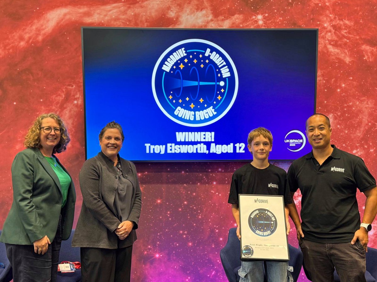 sciencemuseum's tweet image. Massive congratulations to Troy Elsworth, the winner of our national competition to design the patch for UK-based space company Magdrive’s recent mission!
The winning patch was revealed at the UK Space Conference yesterday, and you can see Troy’s design when it's displayed in…