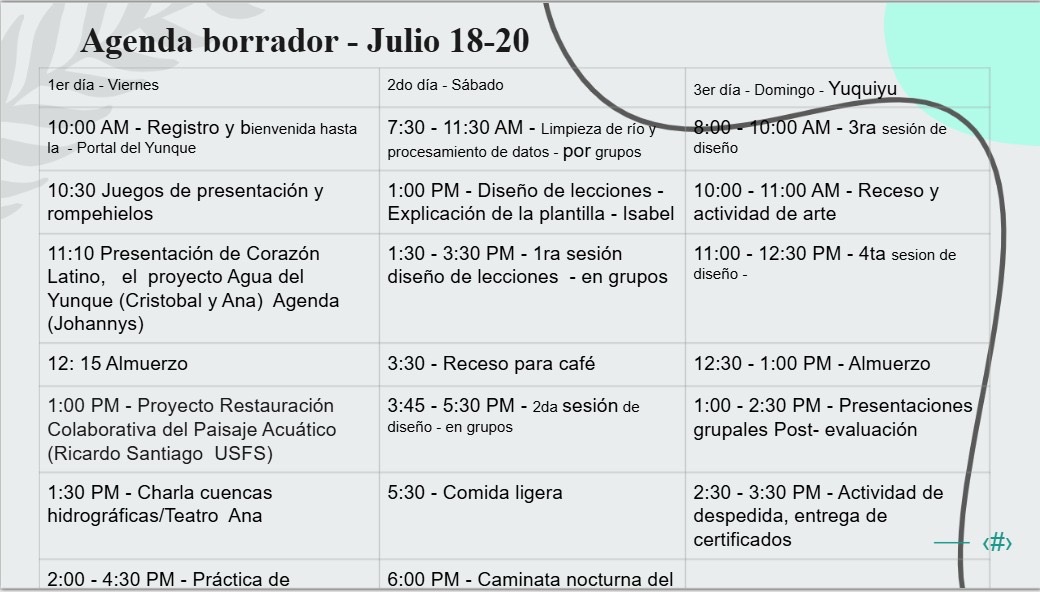 corazon_latin's tweet image. 🌿 Arranca el 2º Taller del Campamento de Diseño Curricular en # PuertoRico.
Docentes se reúnen para crear, inspirarse en El Yunque y fortalecer la educación sobre cuencas hidrográficas.
Nuestra agenda: