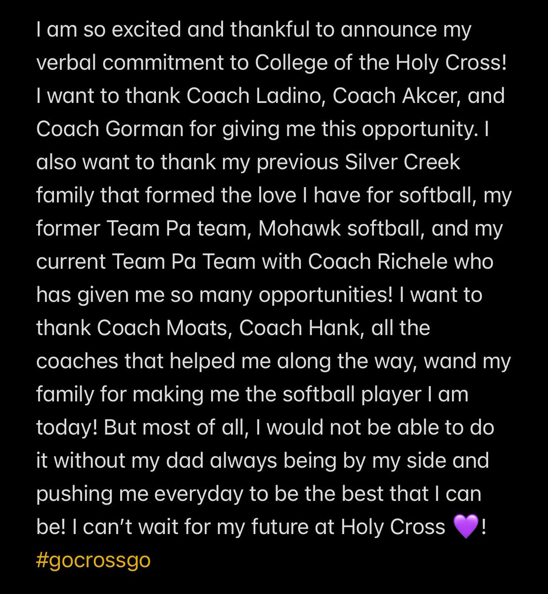 Reagan Magno | 2026 (@reaganmagno) on Twitter photo Committed!! Can’t wait for the future! 💜
<a href="/teampahall/">Team PA Hall 18U & Team PA Hall 16U</a> <a href="/teampafastpitch/">Team Pennsylvania Fastpitch</a> <a href="/ginggga21/">Richele Hall</a> <a href="/Coach_Ladino/">Jon Ladino</a> <a href="/coachakcer/">Christine Akcer</a> <a href="/Coachmeggorman/">meghan gorman</a> <a href="/Softball_Mohawk/">Mohawk Softball</a> <a href="/HCrossSB/">Holy Cross Softball</a> <a href="/Moator09/">Jim</a> Committed!! Can’t wait for the future! 💜
<a href="/teampahall/">Team PA Hall 18U & Team PA Hall 16U</a> <a href="/teampafastpitch/">Team Pennsylvania Fastpitch</a> <a href="/ginggga21/">Richele Hall</a> <a href="/Coach_Ladino/">Jon Ladino</a> <a href="/coachakcer/">Christine Akcer</a> <a href="/Coachmeggorman/">meghan gorman</a> <a href="/Softball_Mohawk/">Mohawk Softball</a> <a href="/HCrossSB/">Holy Cross Softball</a> <a href="/Moator09/">Jim</a>