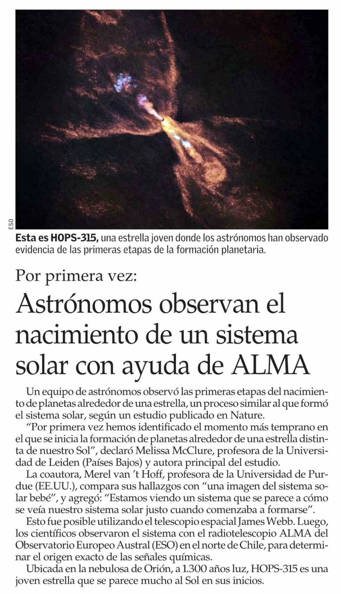 Observatorio ALMA📡 (@almaobs_esp) on Twitter photo 📡Estamos en diario El Mercurio "Astrónomos observan el nacimiento de un sistema solar con ayuda de ALMA" 📡Estamos en diario El Mercurio "Astrónomos observan el nacimiento de un sistema solar con ayuda de ALMA"