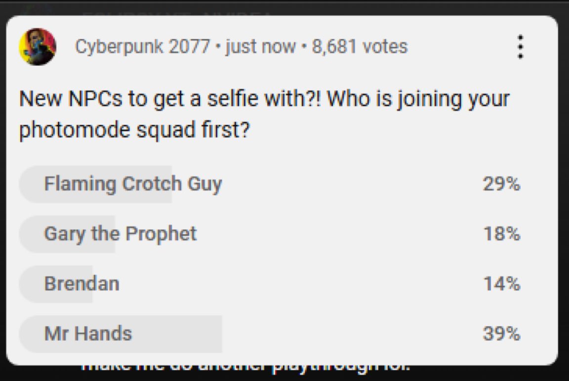 AlexJordanVO's tweet image. Alright chooms, I want to see those photos of Mr Hands and Flaming Crotch Guy together.
#Cyberpunk2077