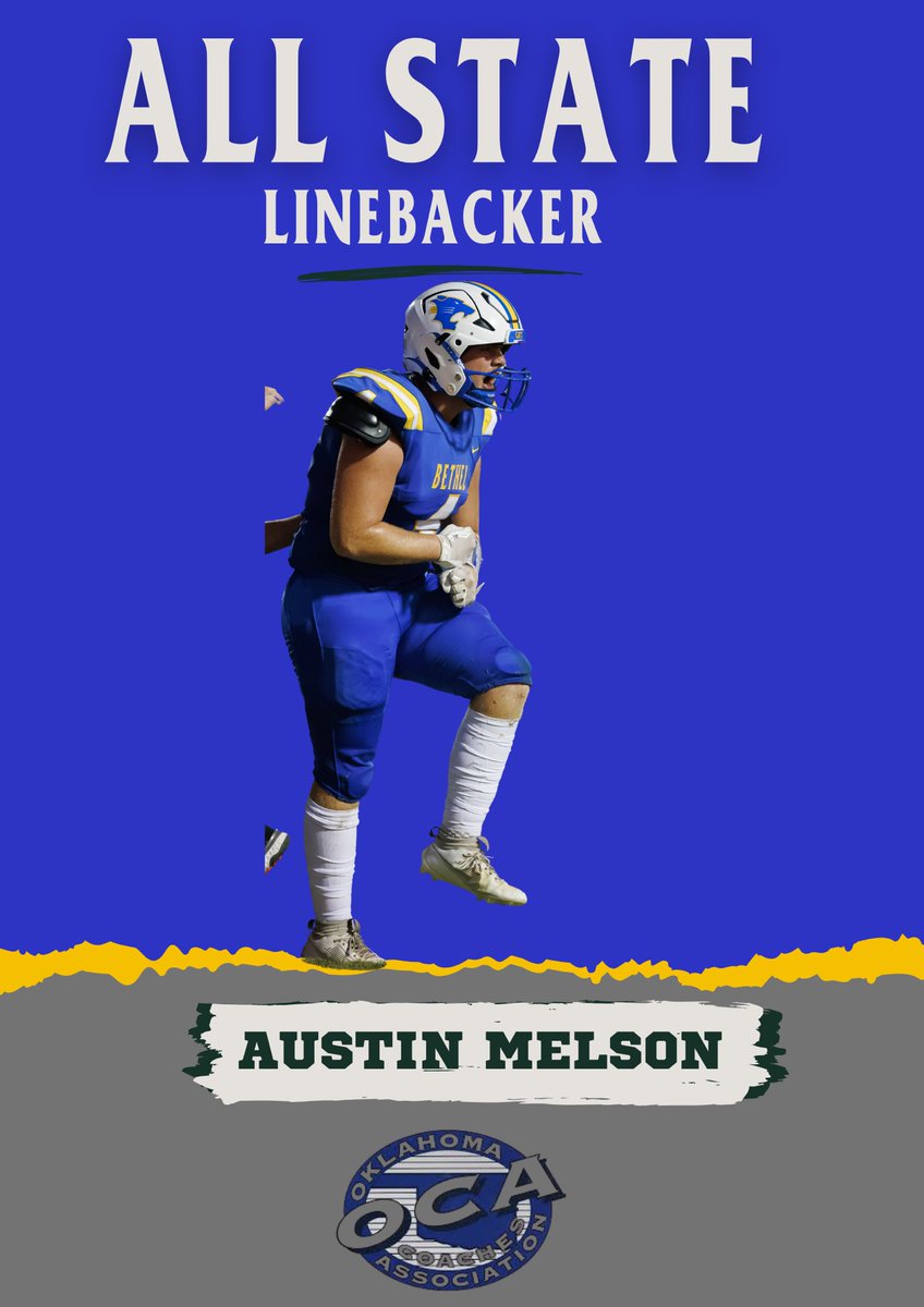 bethelokfb's tweet image. We just got word from the Oklahoma Coaches Association that Austin Melson has been added to East All State Roster as a Linebacker!  The game will be played Thursday July 31st at OBU’s Crain Family Stadium!  #GRIT
