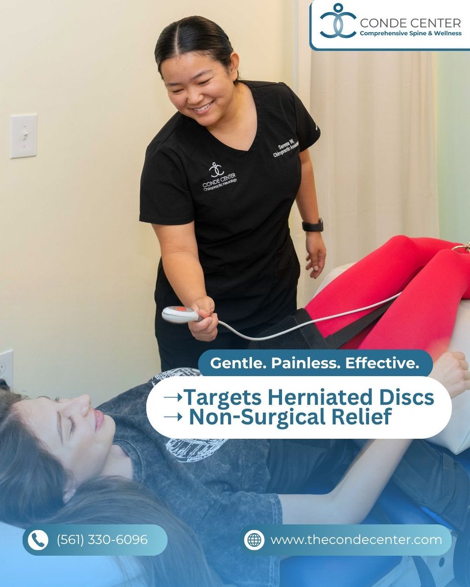 thecondecenter's tweet image. Tired of living with spine pain? Our advanced Non-Surgical Spinal Decompression helps heal herniated and bulging discs without surgery. Schedule a consult today!

👉 (561) 330-6096

#CondeCenter #SpinalDecompression #HerniatedDiscRelief #NonSurgicalHealing #PalmBeachHealth
