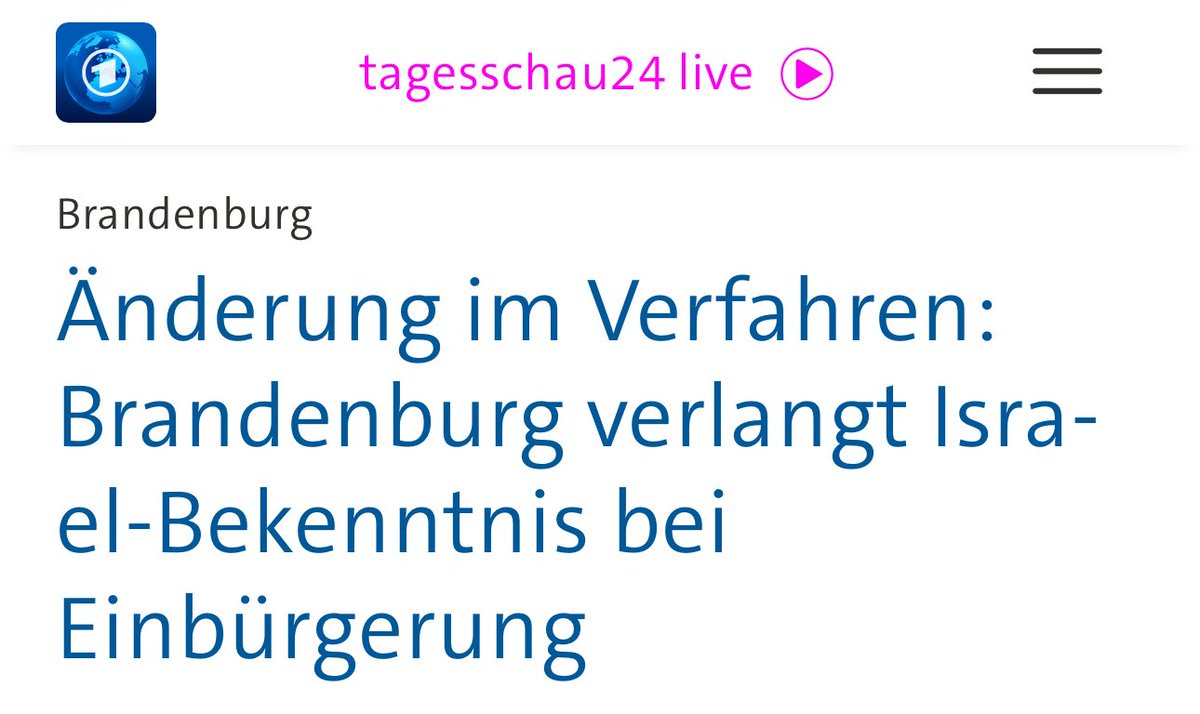 Tarek_Bae's tweet photo. Nach Sachsen-Anhalt ist Brandenburg nun das zweite Bundesland, in dem man sich bei der Einbürgerung zu Israel bekennen muss. Ja, um Bürger der freiheitlich-demokratischen Bundesrepublik Deutschland zu sein, muss man sich zu, einem rassistischen Siedlerstaat bekennen, der laut Internationalem Gerichtshof eine Apartheid ist, laut Untersuchungsausschuss der UN einen Genozid begeht und laut UNICEF in 20 Monaten 17.000 Kinder getötet hat.

Zu sagen, unser Land mache sich mit seinem Israelfanatismus zu einer Bananenrepublik, wäre eine Verharmlosung dieses Wahnsinns.