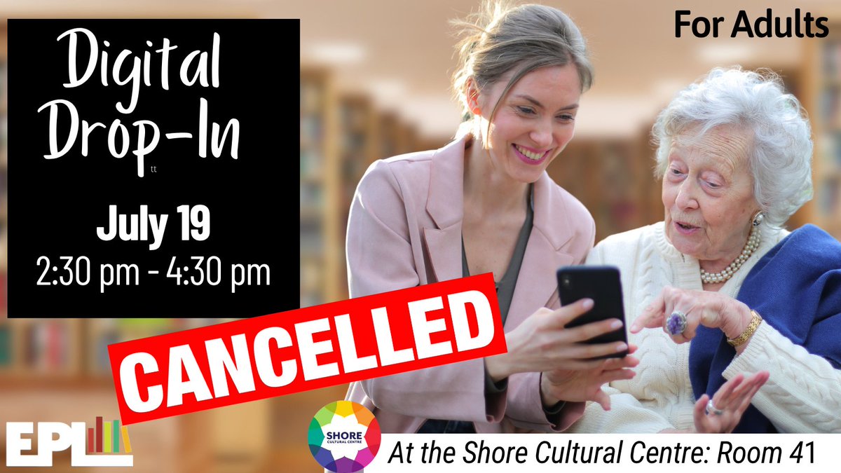 EuclidLibrary's tweet image. This event is cancelled.
Stop by the Shore Cultural Centre at 291 East 222 St., Euclid in Room 41 on July 19, 2:30 pm -4:30 pm to get help with your phone, tablet or laptop. No appointment necessary,
Bring your device, password &amp;amp; charging cord! For adults.
#OurEuclid #devices