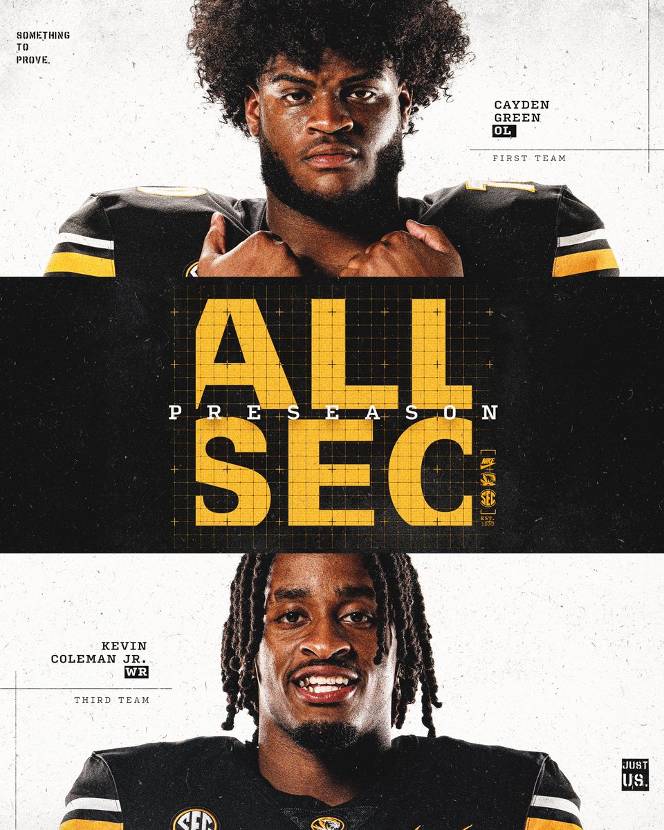 MizzouFootball's tweet image. Preseason media All-SEC 💪💪
@CaydenGreen3 X @KevinLamarCole1
#MIZ | #STP