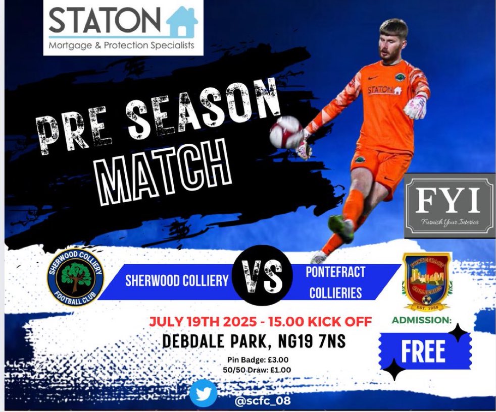 Sample a day at The Wood tomorrow for FREE as we entertain Pontefract Collieries in our penultimate PSF before the League kicks off next weekend ⚽️