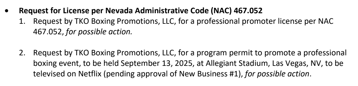 JohnMorgan_MMA's tweet image. TKO Boxing Promotions, LLC applying for promoters license in Nevada at next Wednesday's NSAC meeting, will be promoter of record for Canelo vs. Crawford on September 13.