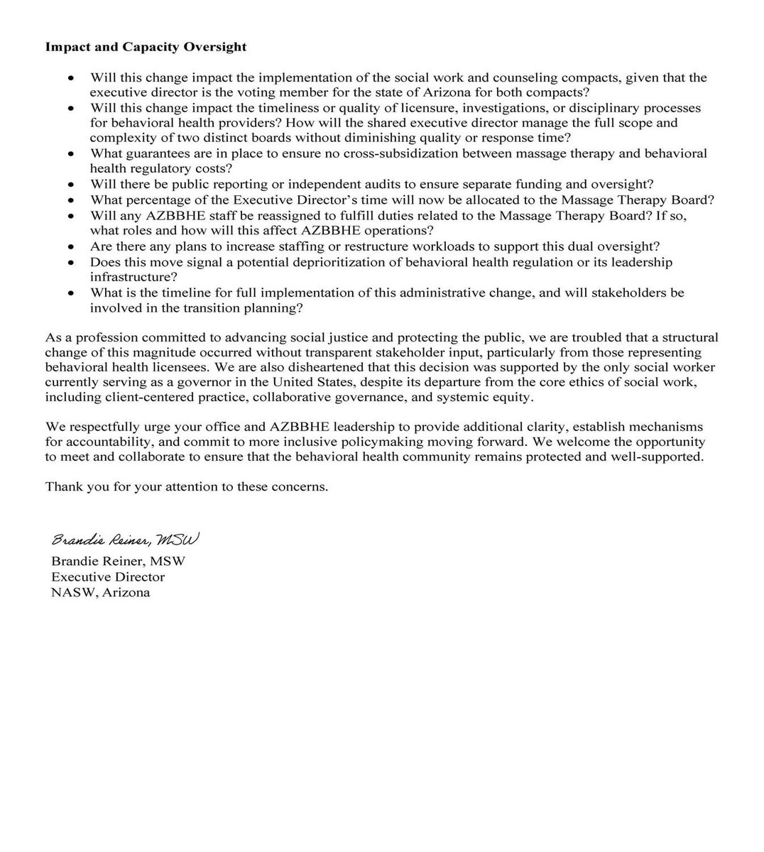 NASW Arizona (@naswaz) on Twitter photo We look forward to seeing you at our town hall today to discuss this. We hope you'll join us in continuing to raise these concerns to both <a href="/GovernorHobbs/">Governor Katie Hobbs</a> & the AzBBHE: naswaz.socialworkers.org/Advocacy/Actio…
Email Tobi.Zavala@azbbhe.us Information@azbbhe.us mkramer@az.gov <a href="/chadcampbellAZ/">Chad Campbell</a> We look forward to seeing you at our town hall today to discuss this. We hope you'll join us in continuing to raise these concerns to both <a href="/GovernorHobbs/">Governor Katie Hobbs</a> & the AzBBHE: naswaz.socialworkers.org/Advocacy/Actio…
Email Tobi.Zavala@azbbhe.us Information@azbbhe.us mkramer@az.gov <a href="/chadcampbellAZ/">Chad Campbell</a>
