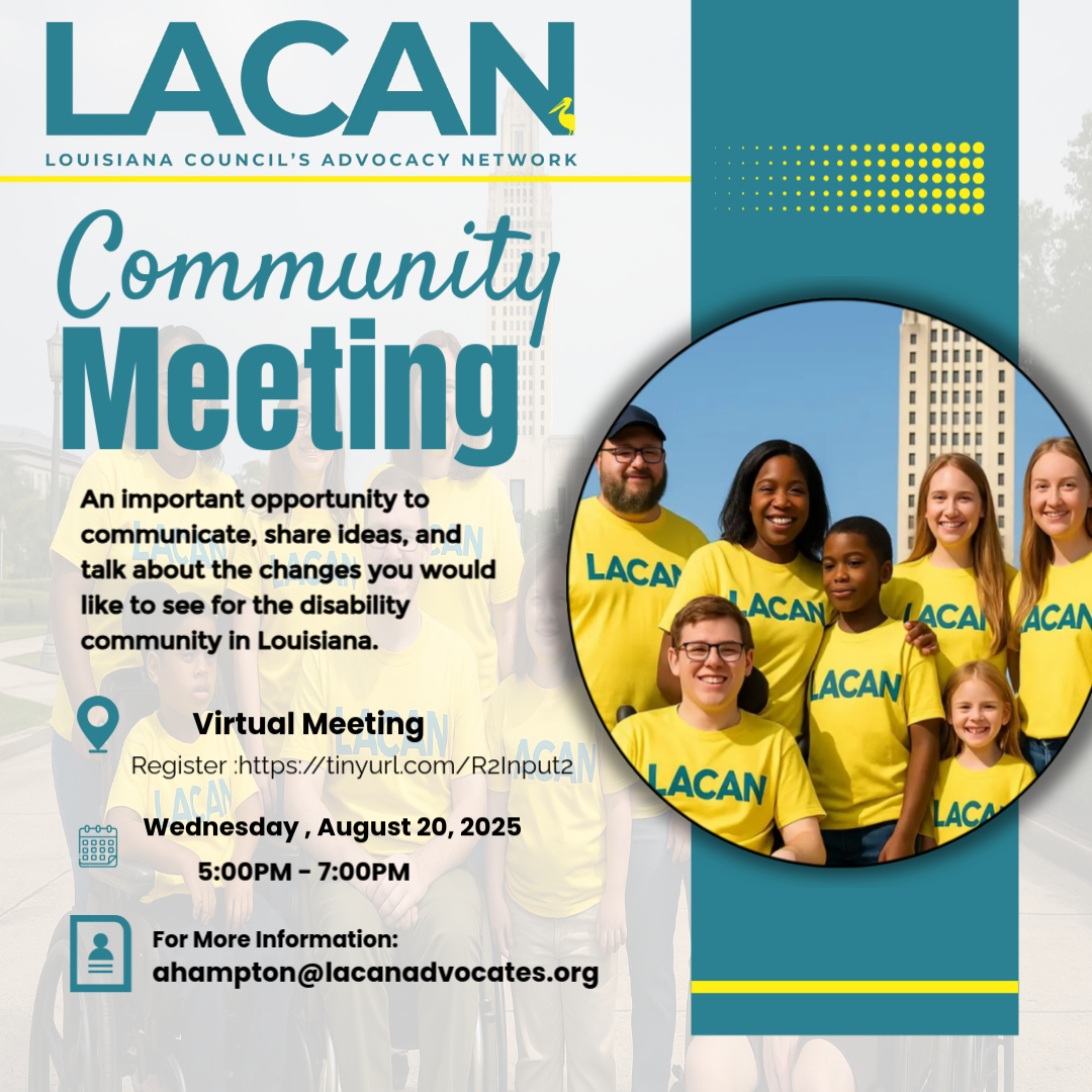 📣 SAVE THE DATE – Choose Your Time!
LaCAN Region 2 Community Meeting (Greater Baton Rouge) 💬💻
📍 Virtual – join from anywhere!

🗓️ Wed, Aug 13 | 11AM–1PM
🔗 tinyurl.com/R2Input1

🗓️ Wed, Aug 20 | 5PM–7PM
🔗 tinyurl.com/R2Input2
Your voice = real change. Be heard. 💪