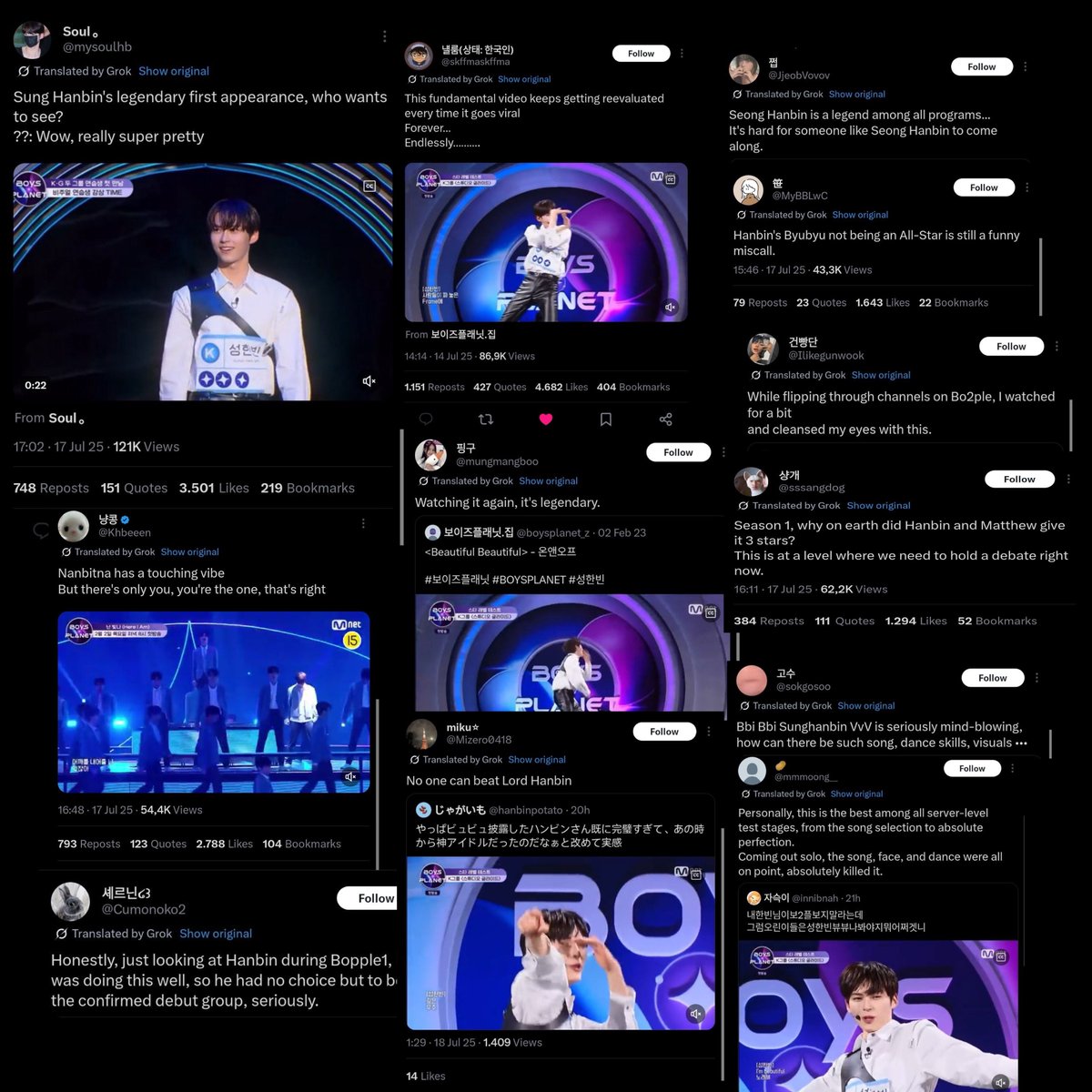 #SUNGHANBIN went viral yesterday during the premiere of #BOYSPLANET2. Knetz once again praised his legendary performance from 2 years ago. The posts reached around 5M+views and gathered 69k+❤️ in total. Hanbin continues to prove that he’s a truly unique and outstanding Performer!