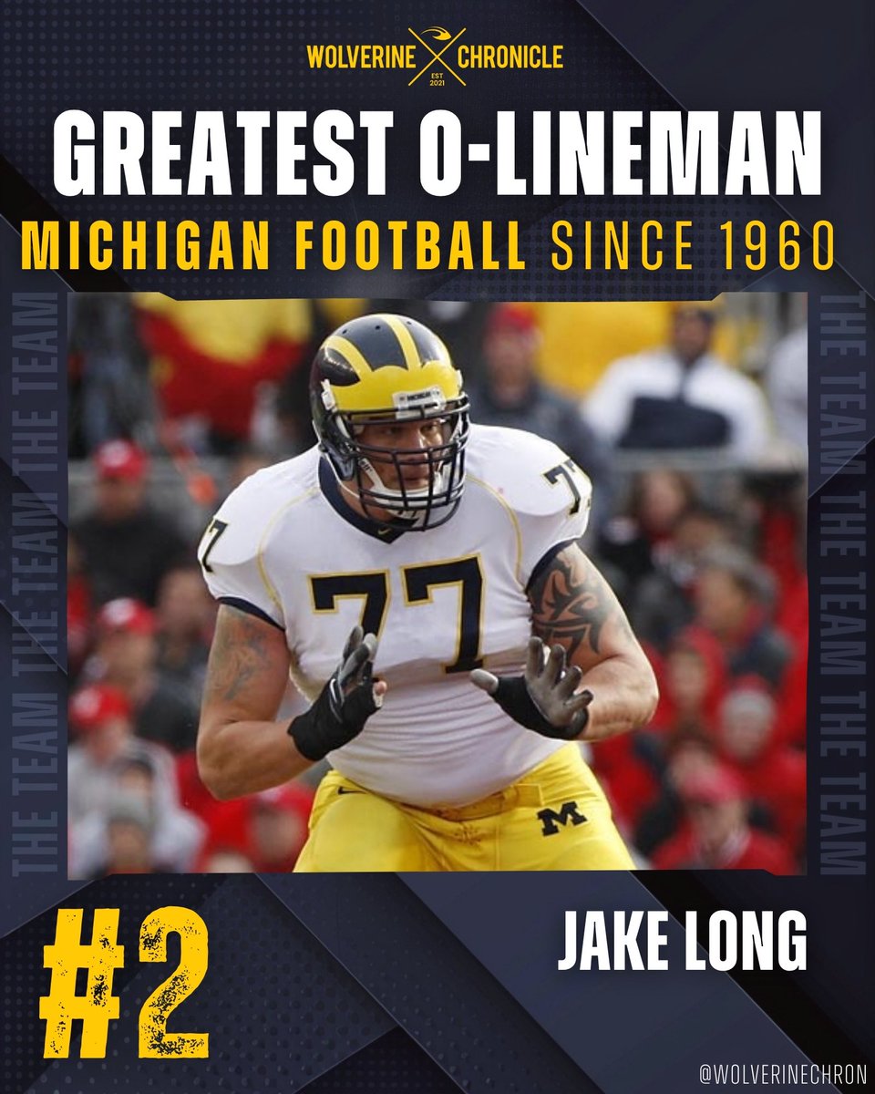 WolverineChron's tweet image. Greatest Michigan Offensive Lineman (Since 1960)
15. David Molk
14. Trevor Keegan
13. Olu Oluwatimi
12. Reggie McKenzie
11. David Baas
10. Jeff Backus
9. Mark Donahue
8. Taylor Lewan
7. Jumbo Elliott
6. Jon Jansen
5. Greg Skrepenak
4. Zak Zinter
3. Dan Dierdorf
2. Jake Long
1.…