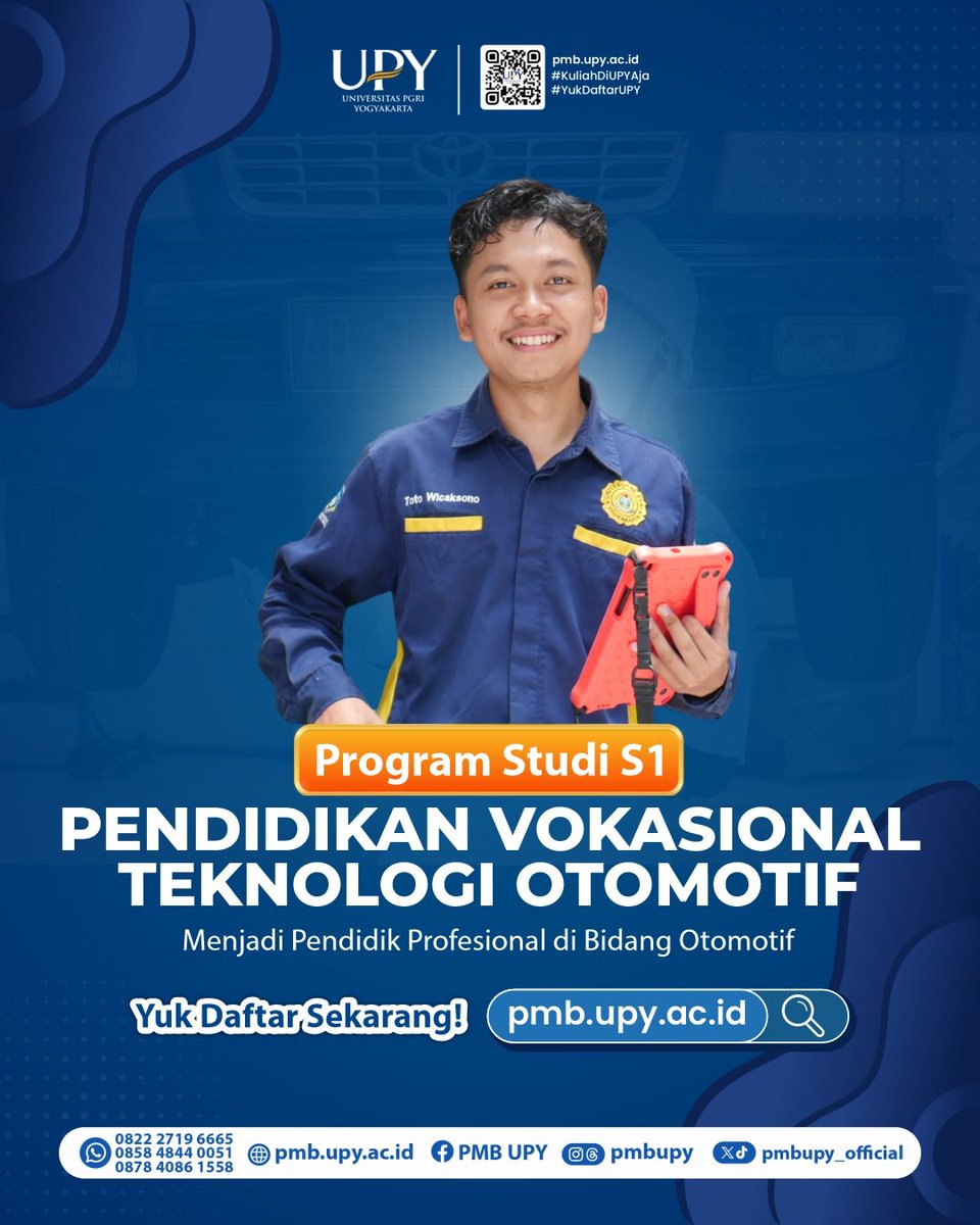 pmbUPY_Official's tweet image. 🔧 Pendidikan Vokasional Teknologi Otomotif UPY - Menjadi Pendidik Profesional di Bidang Otomotif 🚗🏍 Yuk daftarkan dirimu di pmb.upy.ac.id🔥

#pvto #pvtoupy #otomotif #pendidikan #kampus #kampusjogja #pmbupy #upy #pendidikanvokasionalteknologiotomotif